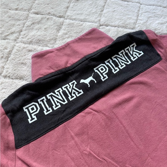 Victoria’s Secret PINK | Logo Shoulder Begonia Quarter Zip Pullover | Size Large - Picture 5 of 11